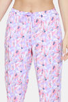 Zivame Pretty Floral Woven Pyjama Set - Violet Tulip — thumbnail 6