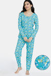 Zivame Tom & Jerry Colour Block Knit Cotton Pyjama Set - Ceramic — thumbnail 1