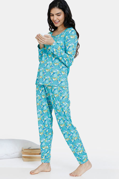 Zivame Tom & Jerry Colour Block Knit Cotton Pyjama Set - Ceramic — image 4