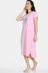 Zivame Tom & Jerry Colour Block Knit Cotton Mid Length Nightdress - Bonbon — thumbnail 2