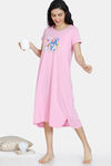 Zivame Tom & Jerry Colour Block Knit Cotton Mid Length Nightdress - Bonbon — thumbnail 4