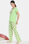 Zivame Pillow Fight Sweet Treat Knit Cotton Pyjama Set - Paradise Green — thumbnail 2