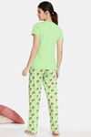 Zivame Pillow Fight Sweet Treat Knit Cotton Pyjama Set - Paradise Green — thumbnail 3