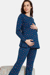Zivame Maternity Knit Cotton Pyjama Set - Sailor Blue — thumbnail 4