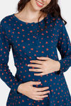 Zivame Maternity Knit Cotton Pyjama Set - Sailor Blue — thumbnail 5