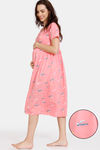 Zivame Maternity Knit Poly Mid Length Nightdress - Pink Icing — thumbnail 1