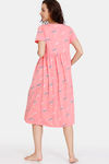 Zivame Maternity Knit Poly Mid Length Nightdress - Pink Icing — thumbnail 3