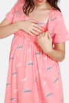 Zivame Maternity Knit Poly Mid Length Nightdress - Pink Icing — thumbnail 5
