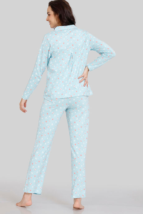 Zivame Maternity Bunny Rolls Knit Cotton Pyjama Set - Plume — image 3