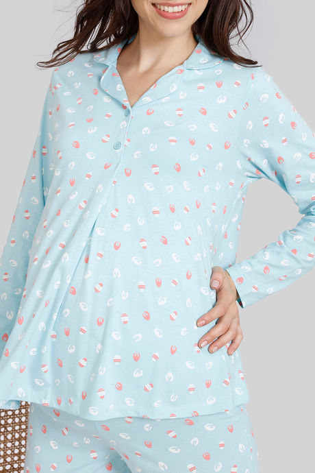 Zivame Maternity Bunny Rolls Knit Cotton Pyjama Set - Plume — image 5