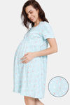 Zivame Maternity Bunny Rolls Knit Cotton Knee Length Nightdress - Plume — thumbnail 1