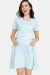 Zivame Maternity Bunny Rolls Knit Cotton Knee Length Nightdress - Plume — thumbnail 2