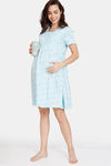 Zivame Maternity Bunny Rolls Knit Cotton Knee Length Nightdress - Plume — thumbnail 4