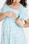 Zivame Maternity Bunny Rolls Knit Cotton Knee Length Nightdress - Plume — thumbnail 5