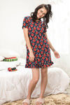 Zivame Tropical Fizz Cotton Knee Length Nightdress - Navy N Print — thumbnail 1