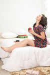 Zivame Tropical Fizz Cotton Knee Length Nightdress - Navy N Print — thumbnail 5
