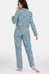 Zivame Miss Daisy Woven Pyjama Set - Baltic Sea — thumbnail 3
