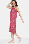 Zivame Miss Daisy Woven Mid Length Nightdress - Very Berry — thumbnail 2