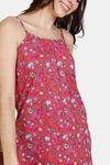 Zivame Miss Daisy Woven Mid Length Nightdress - Very Berry — thumbnail 5