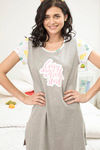 Zivame Tropical Fizz Cotton Knee Length Nightdress - Grey N Print — thumbnail 4