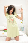 Zivame Tropical Fizz Knit Cotton Knee Length Nightdress  -  Green N Print — thumbnail 5