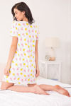 Zivame Tropical Fizz Knit Cotton Mid Length Nightdress - White N Print — thumbnail 3