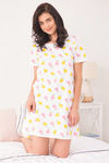 Zivame Tropical Fizz Knit Cotton Mid Length Nightdress - White N Print — thumbnail 5