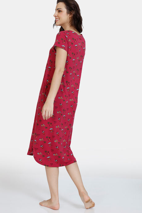 Zivame Summertime Knit Cotton Lifewear Dress - Sangria — image 3