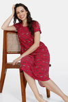Zivame Summertime Knit Cotton Loungewear Dress - Sangria — thumbnail 4