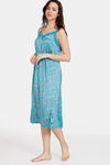 Zivame Sprigged Florals Woven Mid Length Nightdress - Tile Blue — thumbnail 2