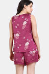 Zivame Sprigged Florals Woven Shorts Set - Cerise — thumbnail 4