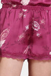 Zivame Sprigged Florals Woven Shorts Set - Cerise — thumbnail 6
