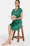 Zivame Sprigged Florals Woven Robe - Greener Pastures — thumbnail 4