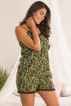 Zivame Flowers N Frills Viscose Shorts Set - Black N Print — thumbnail 2