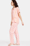Zivame Ikat Knit Cotton Pyjama Set - Candy Pink — thumbnail 2