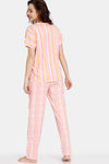Zivame Ikat Knit Cotton Pyjama Set - Candy Pink — thumbnail 3