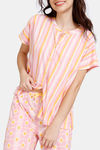 Zivame Ikat Knit Cotton Pyjama Set - Candy Pink — thumbnail 5