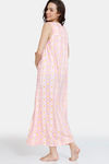 Zivame Ikat Knit Cotton Full Length Nightdress - Candy Pink — thumbnail 3