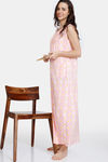 Zivame Ikat Knit Cotton Full Length Nightdress - Candy Pink — thumbnail 4