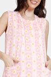 Zivame Ikat Knit Cotton Full Length Nightdress - Candy Pink — thumbnail 5