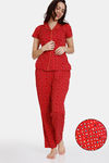 Zivame Z Fun Knit Poly Pyjama Set - Tomato Puree — thumbnail 1