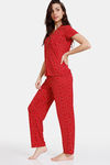 Zivame Z Fun Knit Poly Pyjama Set - Tomato Puree — thumbnail 2