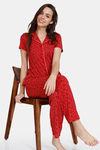 Zivame Z Fun Knit Poly Pyjama Set - Tomato Puree — thumbnail 4