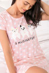 Zivame Three Musketeers Knit Cotton Short Length Nightdress - Pink — thumbnail 5