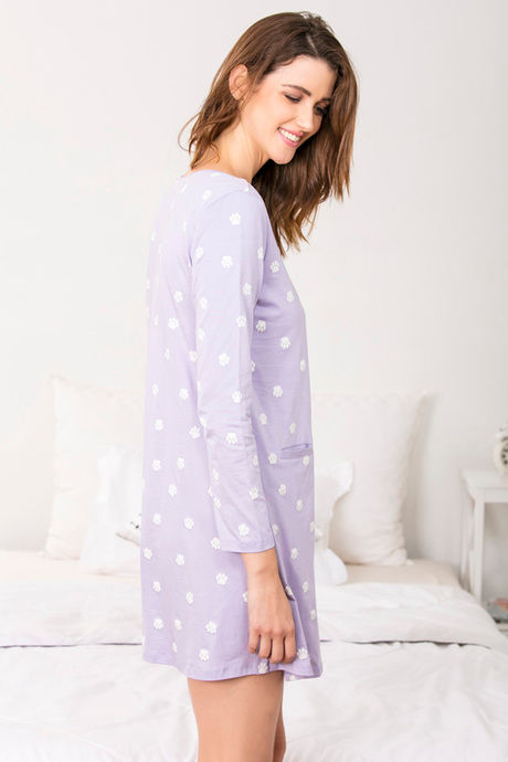 Zivame Three Musketeers Cotton Short Length Nightdress - Purple — image 2