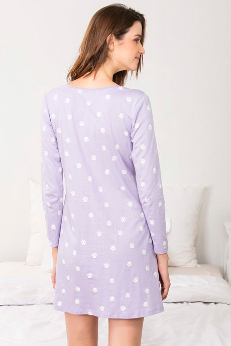 Zivame Three Musketeers Cotton Short Length Nightdress - Purple — image 3