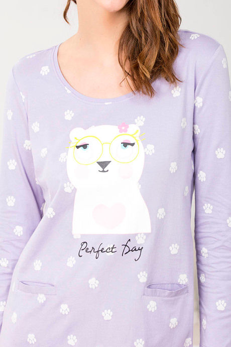 Zivame Three Musketeers Cotton Short Length Nightdress - Purple — image 5
