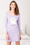 Zivame Three Musketeers Cotton Short Length Nightdress - Purple — thumbnail 6