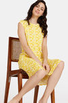 Zivame Z Fun Knit Poly Knee Length Nightdress - Maize — thumbnail 4