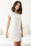 Zivame Three Musketeers Knit Cotton Knee Length Nightdress - White N Print — thumbnail 4
